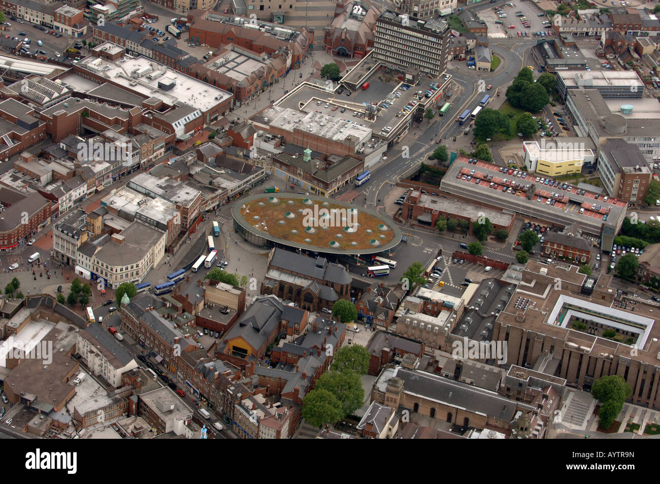 Eine Luftaufnahme von Walsall Stadtzentrum in den West Midlands Stockfoto