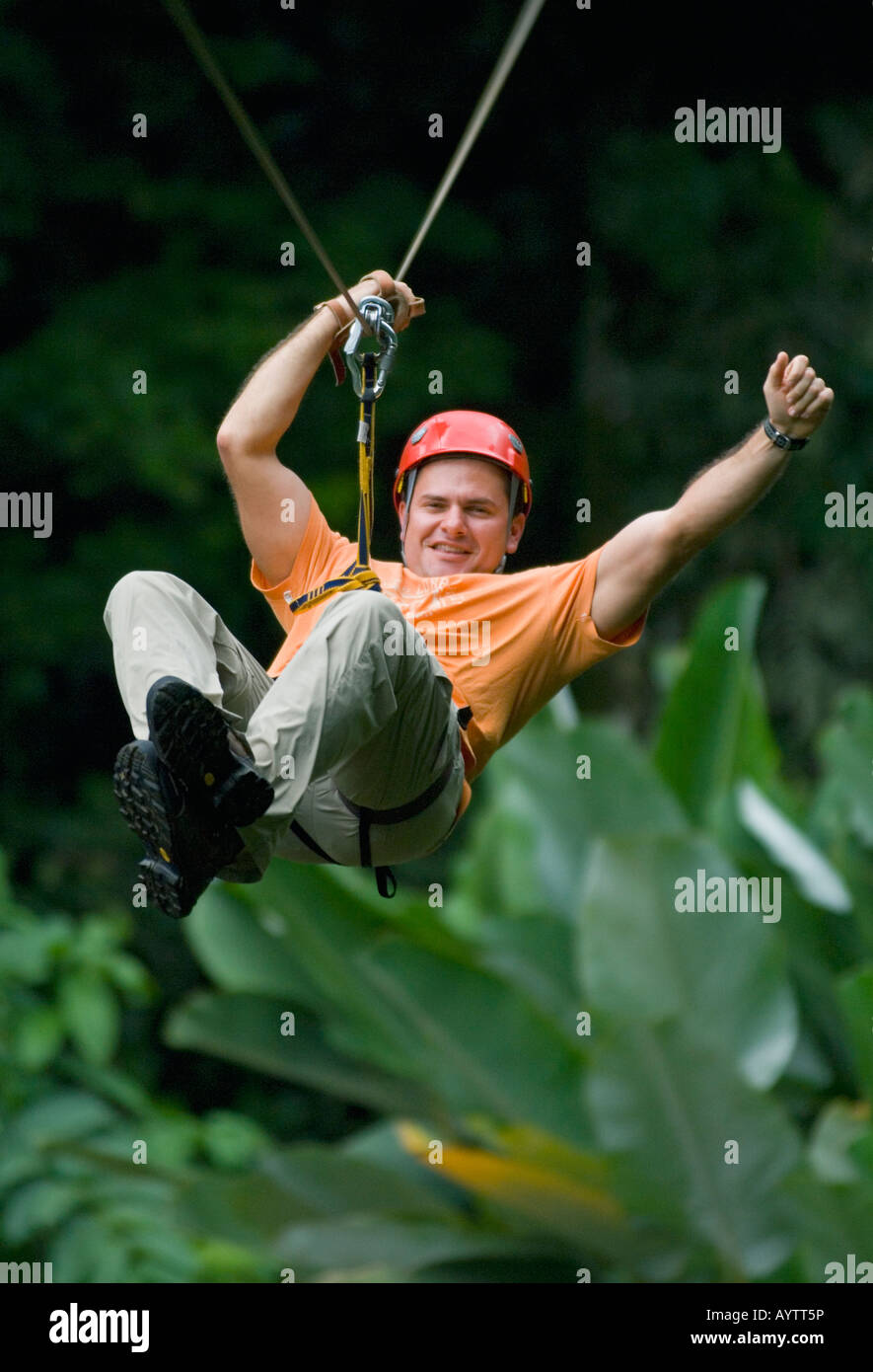 Ziplining Aventuras del Sarapiqui costarica Stockfoto