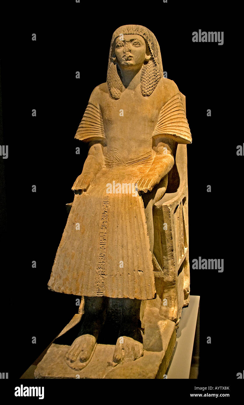 Grab Statuen von Ptahmes Prahmes lebte in gleichen Zeit als die Eyptian Pharao Ramses II. Er war der Obersthofmeister Agent Gerichtsvollzieher. Stockfoto
