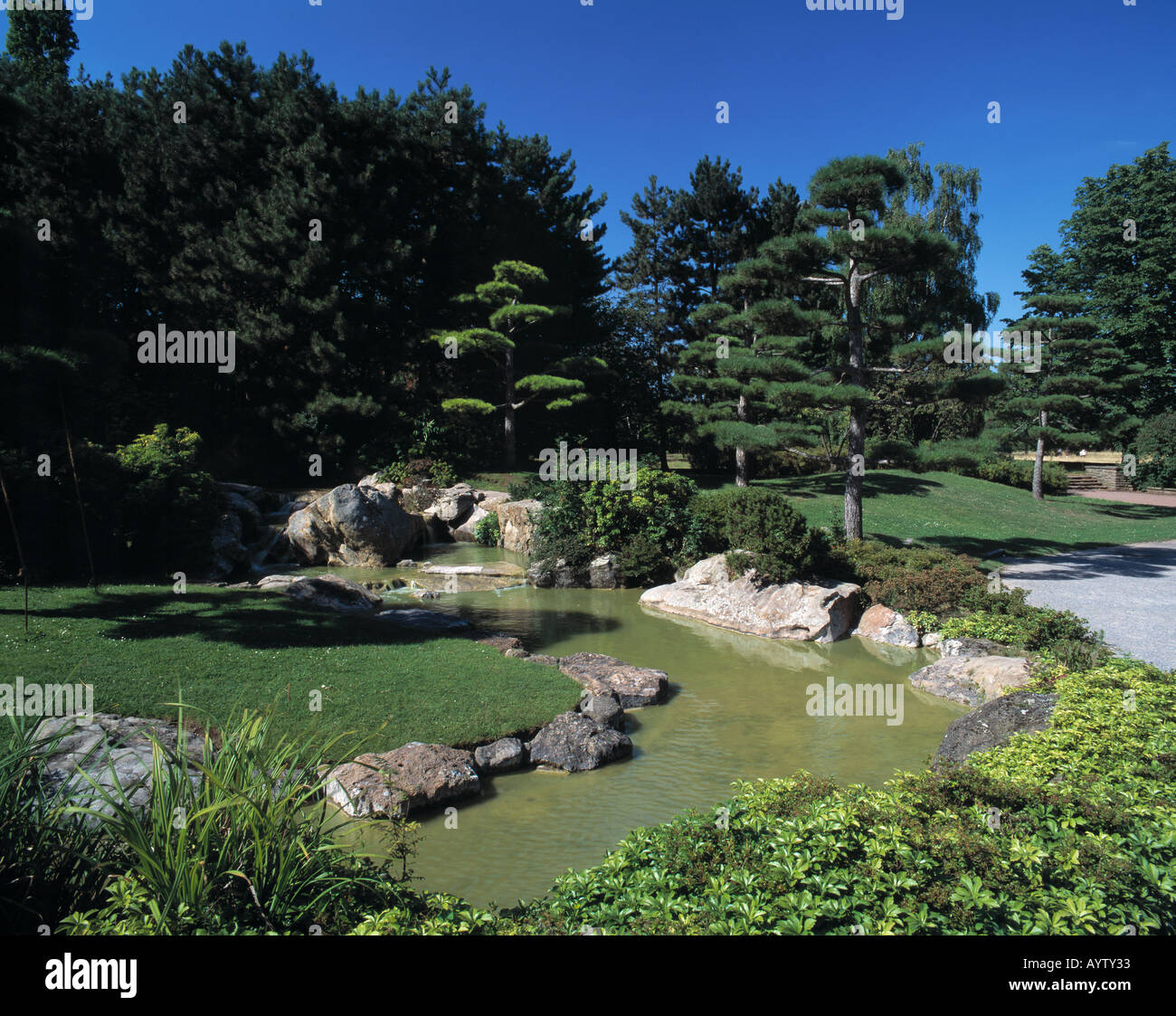 Japanischer Garten Im Nordpark in Düsseldorf, Rhein, Nordrhein-Westfalen Stockfoto