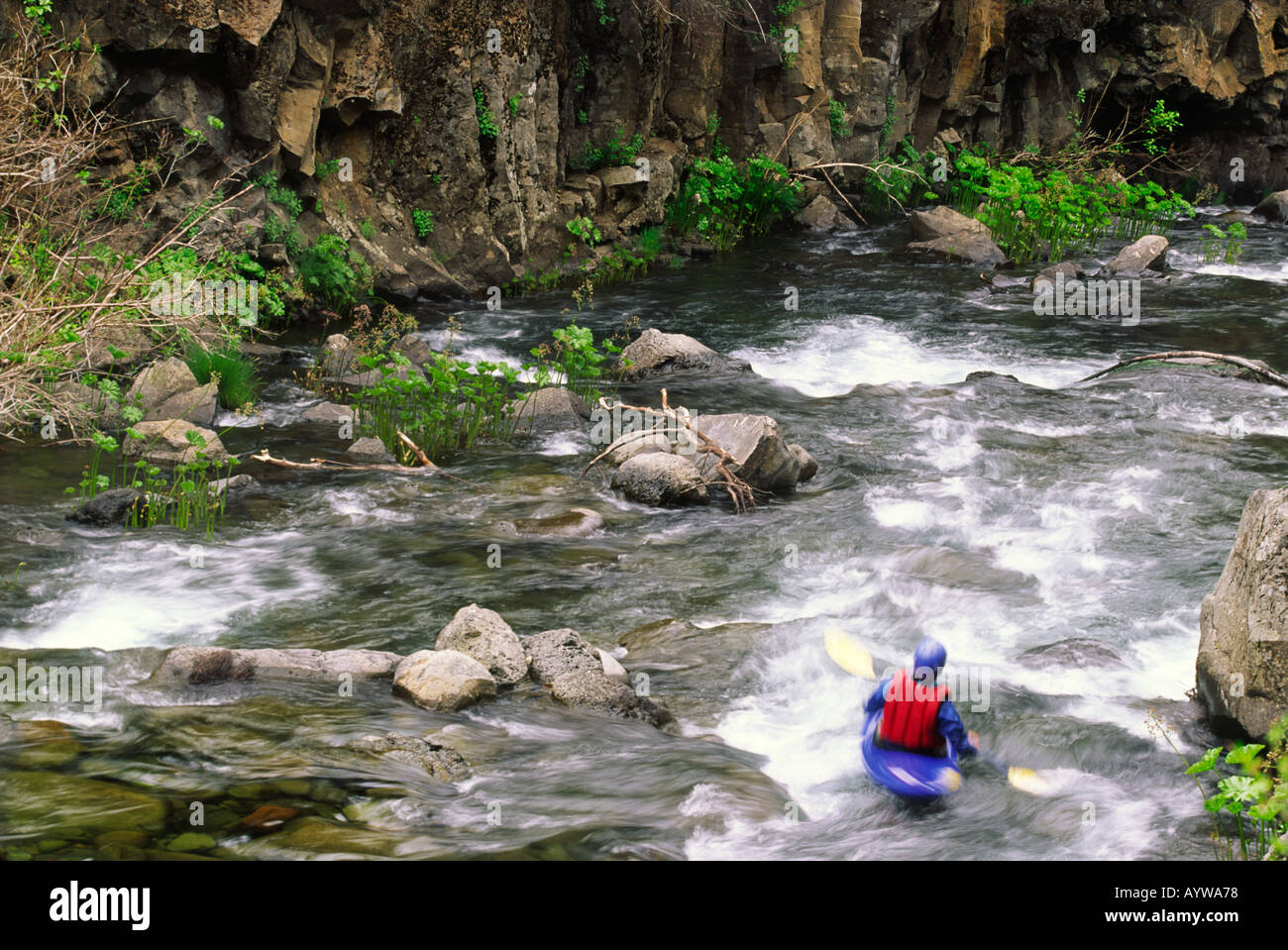 Kajakfahren auf dem McCloud River in Nord-Kalifornien Stockfoto
