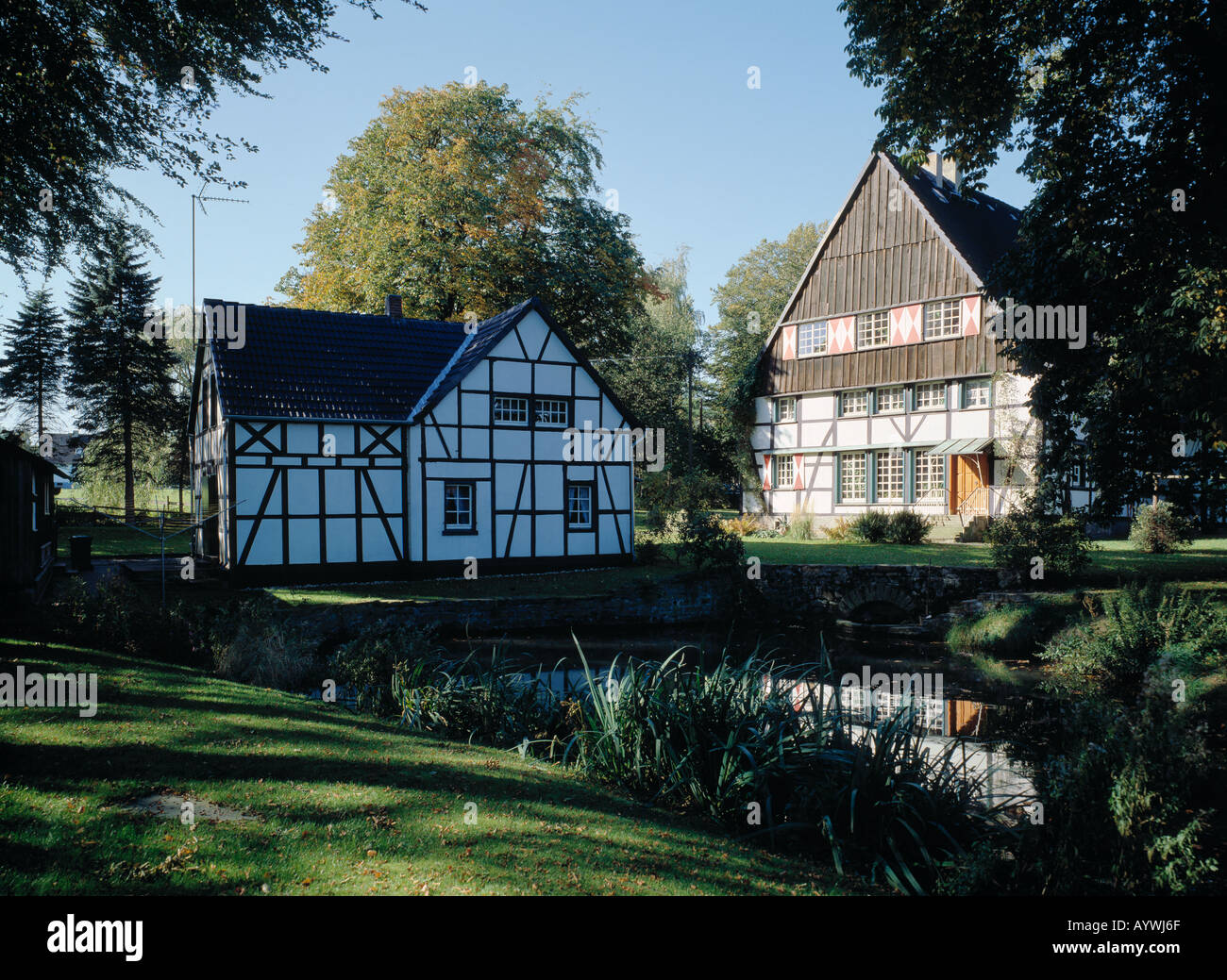 Emscherquellhof Mit Quelle der Emscher in Holzwickede, Ruhrgebiet, Nordrhein-Westfalen Stockfoto