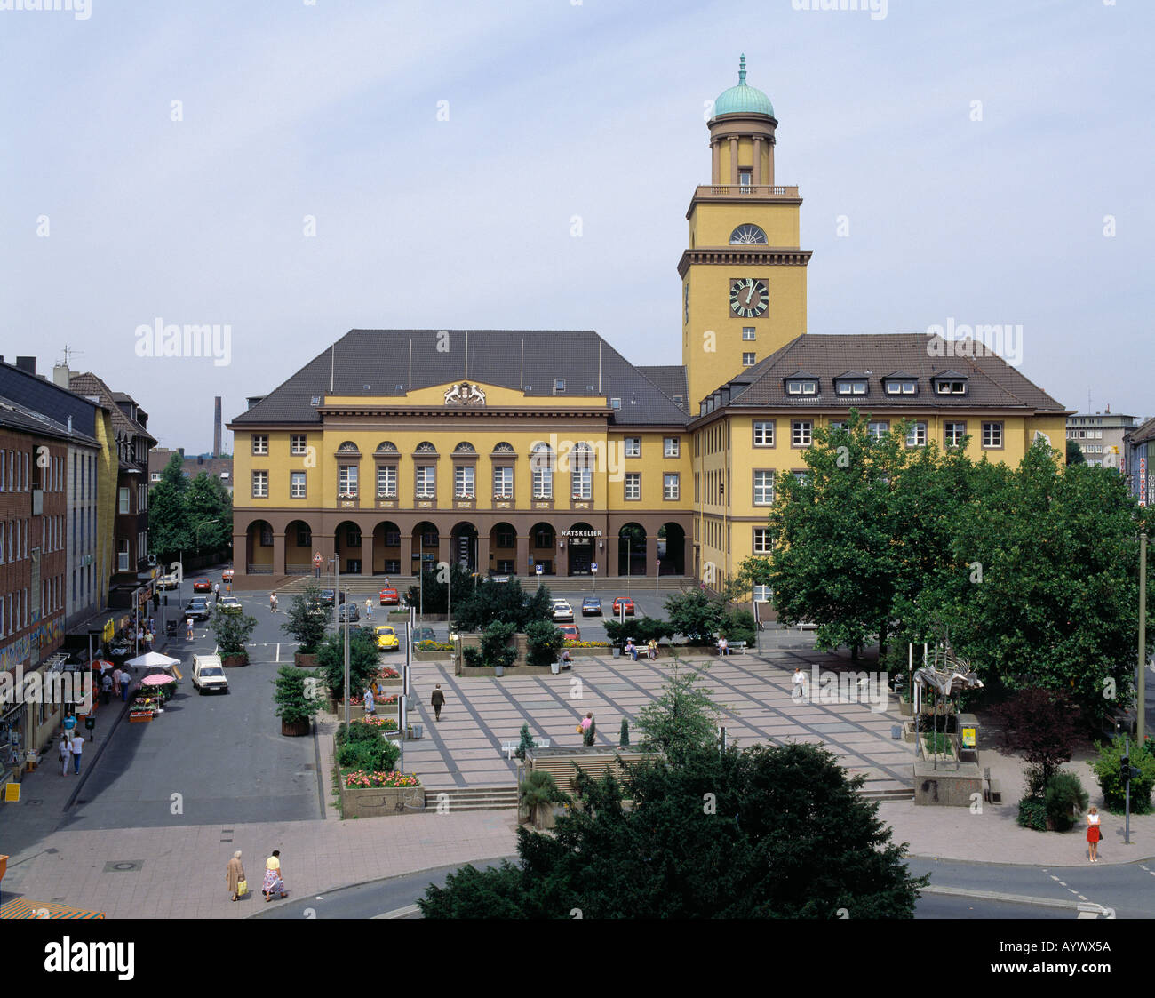 Rathaus Und Rathausplatz in Witten, Ruhrgebiet, Nordrhein-Westfalen Stockfoto