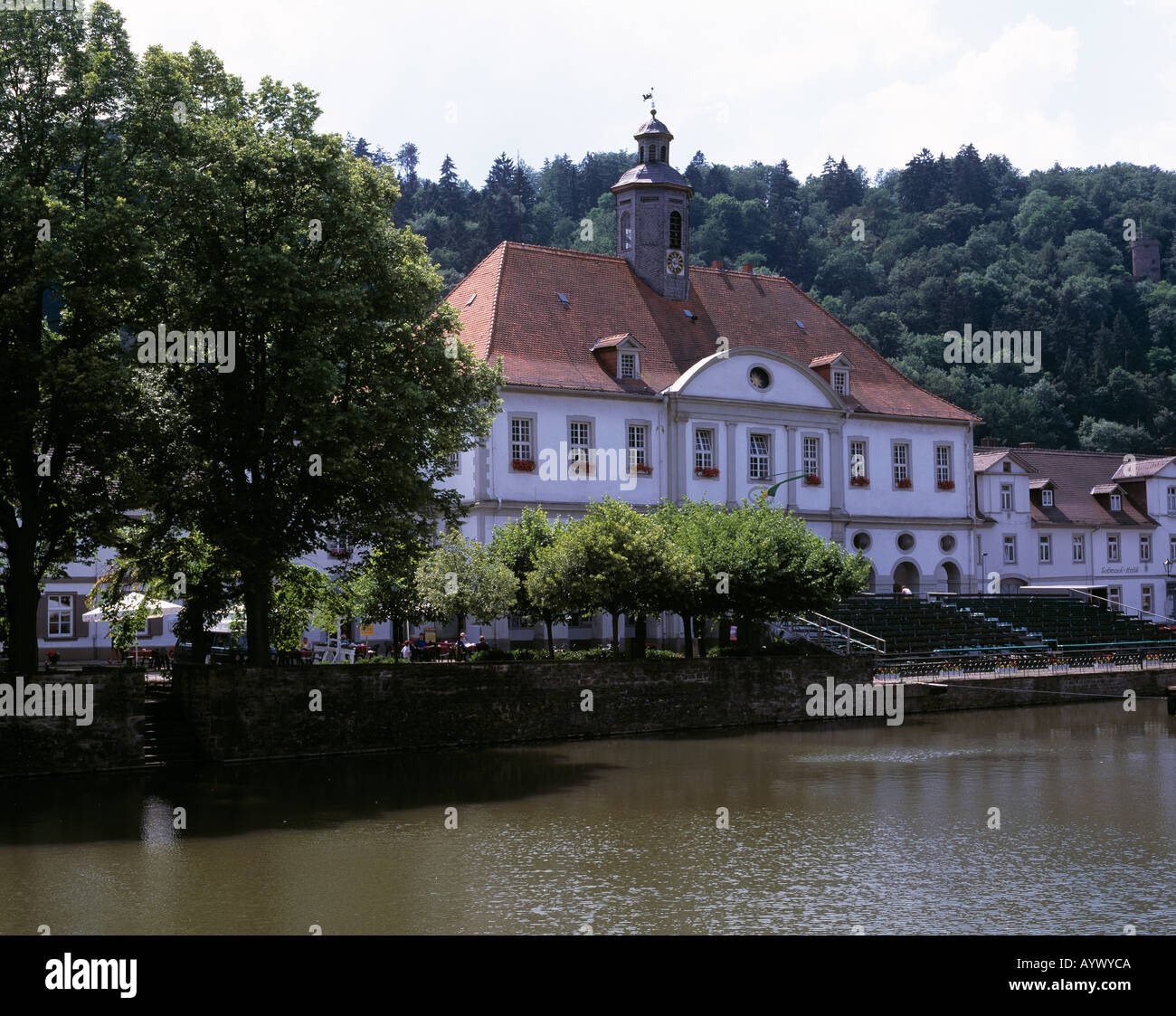 Hafenbecken Und Rathaus in Bad Karlshafen, Weser, Diemel, Weserbergland, Hessen Stockfoto
