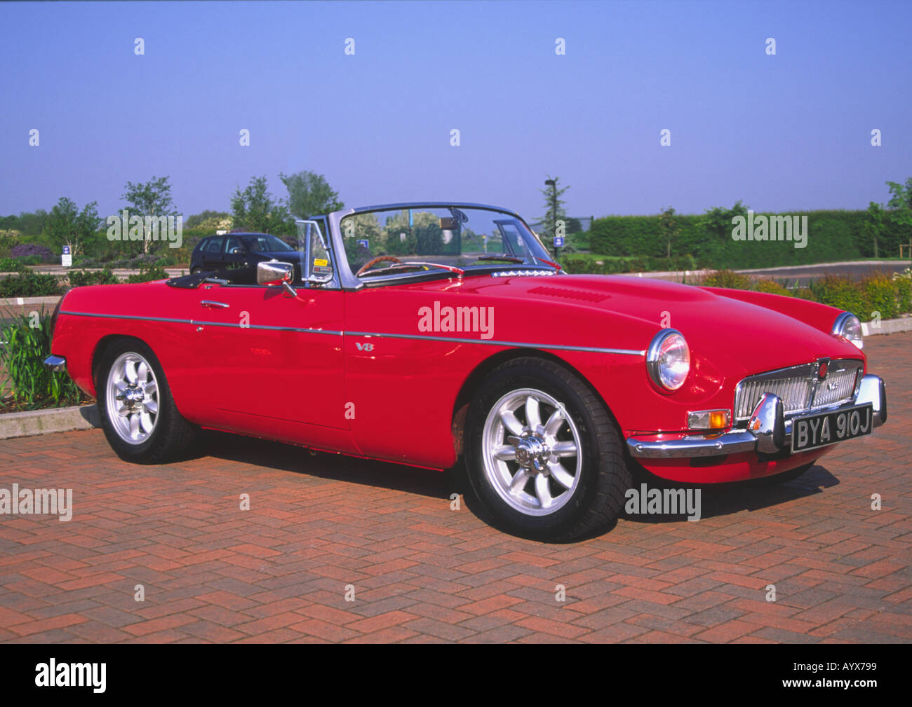 Red MG cabrio Sportwagen Stockfoto