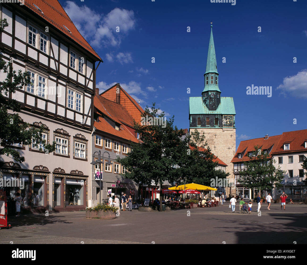 Kornmarkt Mit Marktkirche St. Aegidien, Osterode bin Harz, Soese, Naturpark Harz, Niedersachsen Stockfoto