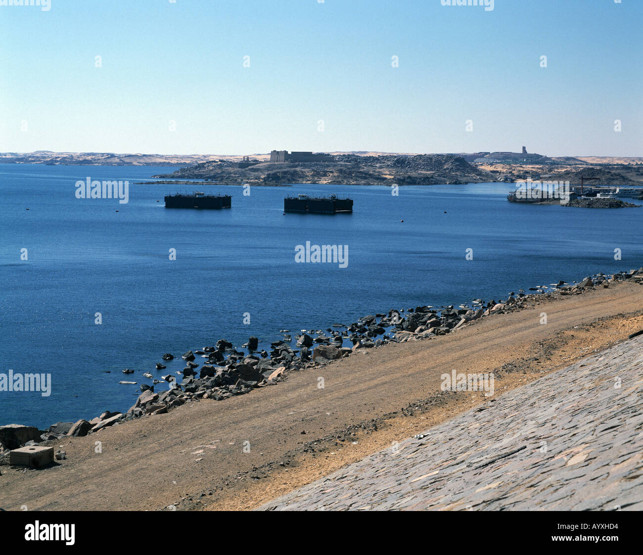 Assuan-Hochdamm, Nil-Staudamm, Assuan, Oberaegypten Stockfoto