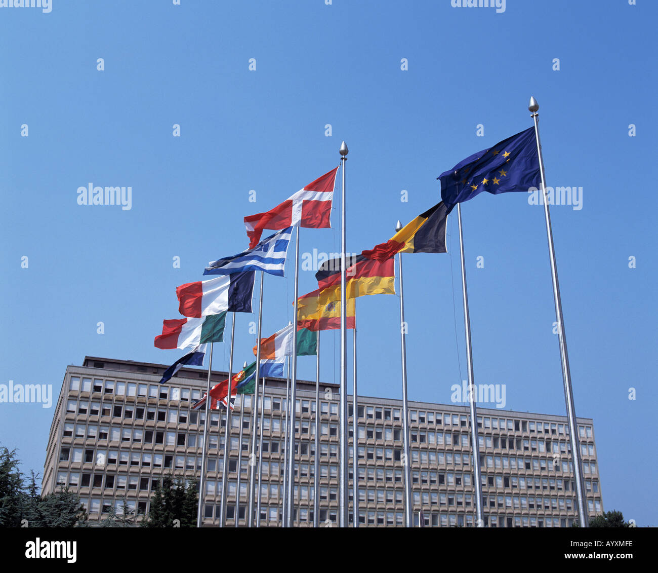 L-Luxemburg, European Center, internationale Flaggen Stockfoto