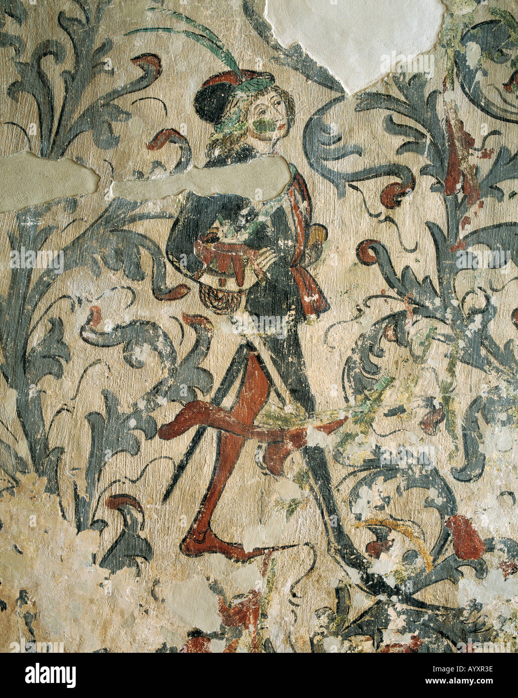 Mittelalterliche Wandmalerei, Fresko, Altes Zollhaus, Kempten, Allgäu, Schwaben, Bayern Stockfoto