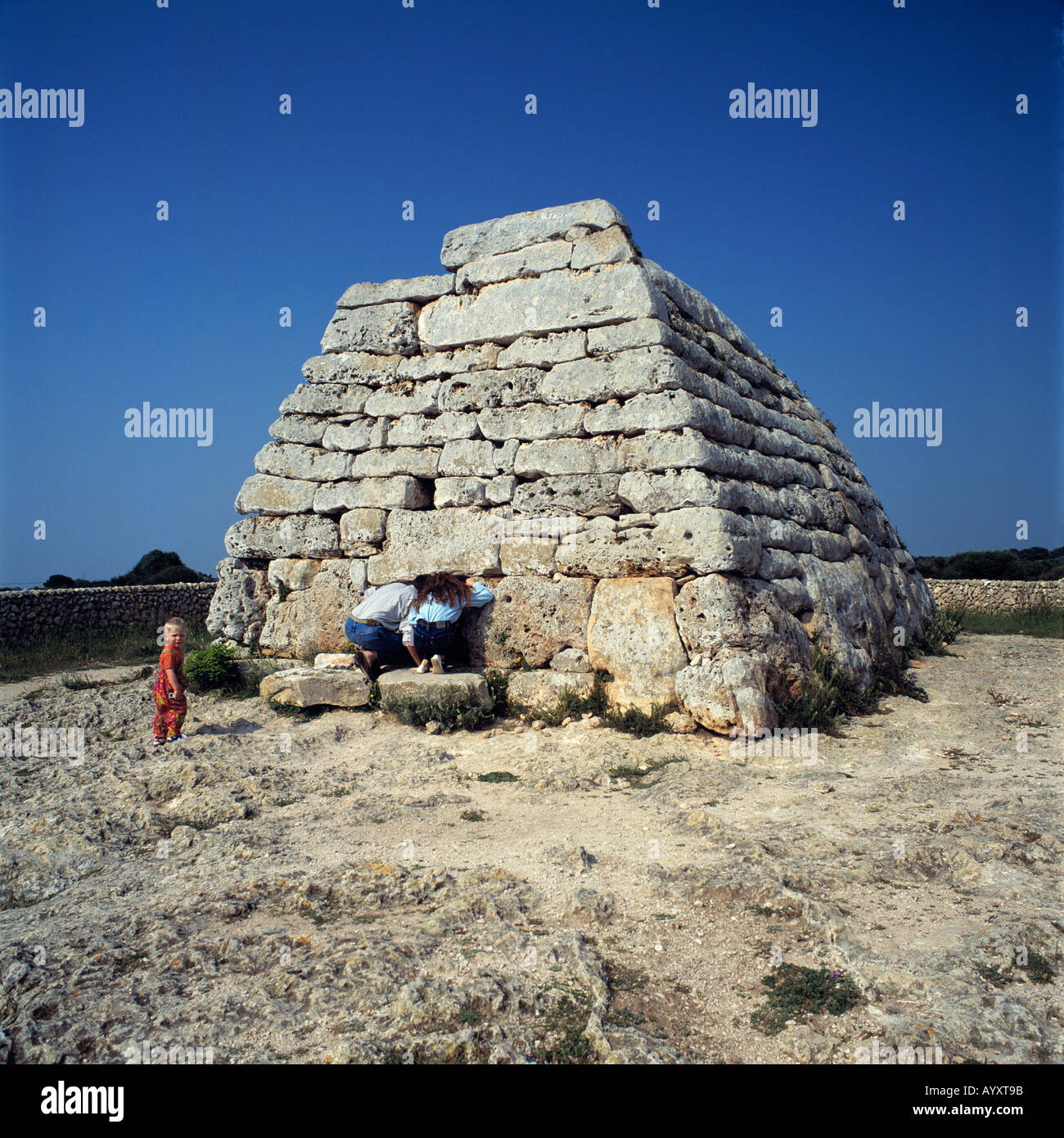 Megalithgrab, Steingrab, Praehistorisch, Steinzeit, Naveta dEs Tudons, Menorca, Balearen Stockfoto