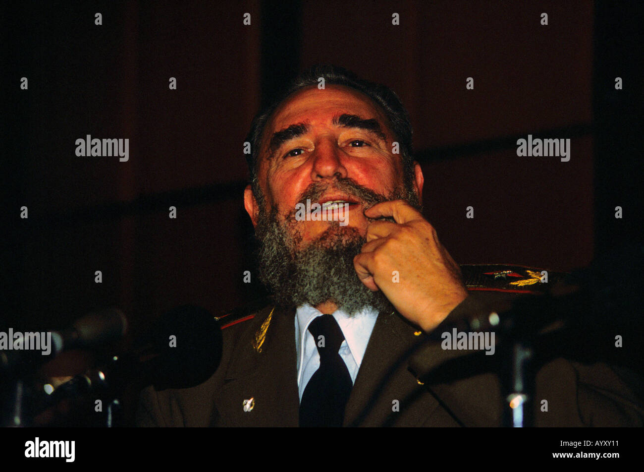 Fidel Castro spricht im Jahr 1988 Stockfoto