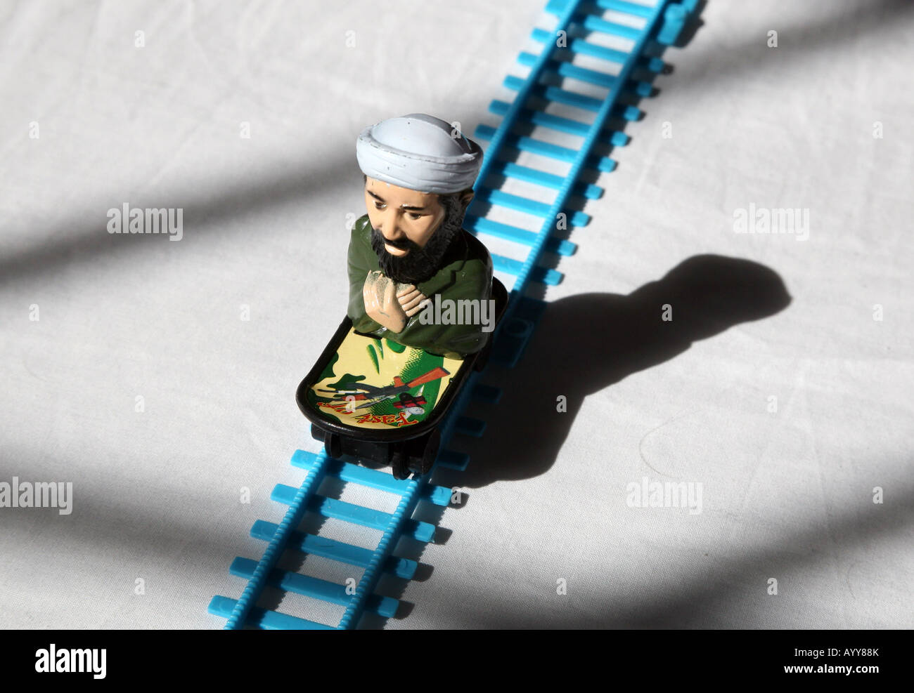 Osama Bin Laden-Modell-Figur als Teil des 9/11-Spiel Stockfotografie - Alamy