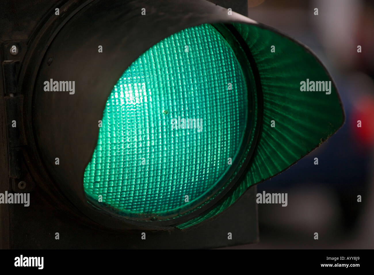 Ein grünes Licht an temporäre Ampel in Shropshire UK Stockfoto