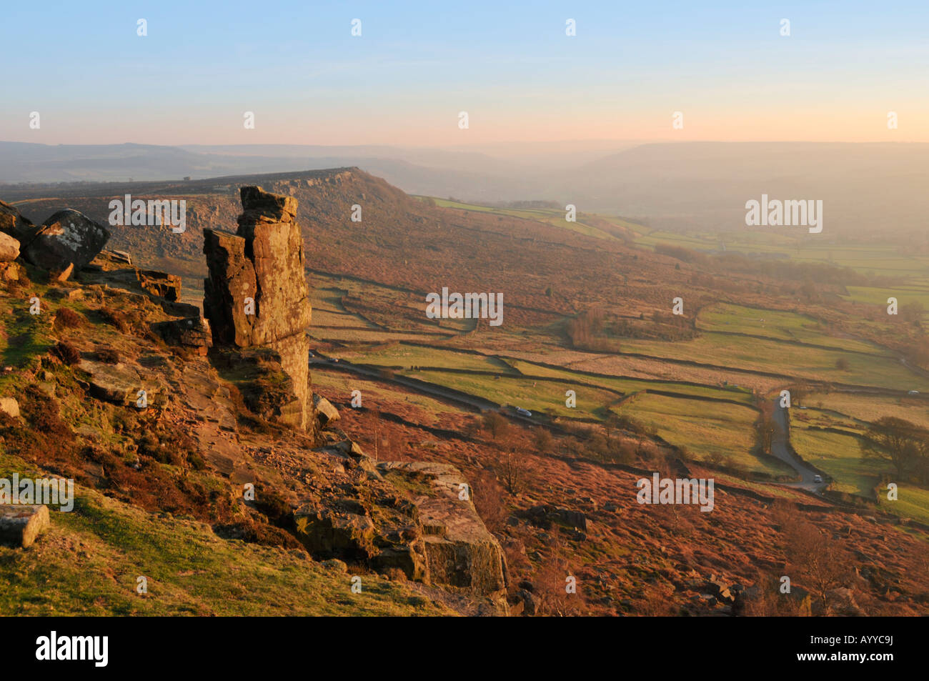 Froggatt Edge im Peak District National Park Derbyshire England Stockfoto
