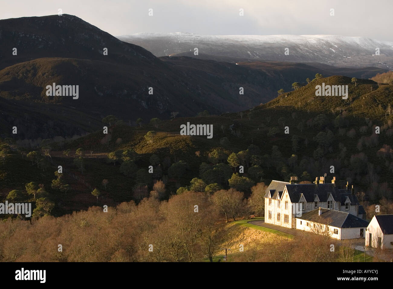 Alladale Lodge im Morgenlicht, Alladale Estate, Schottland Stockfoto