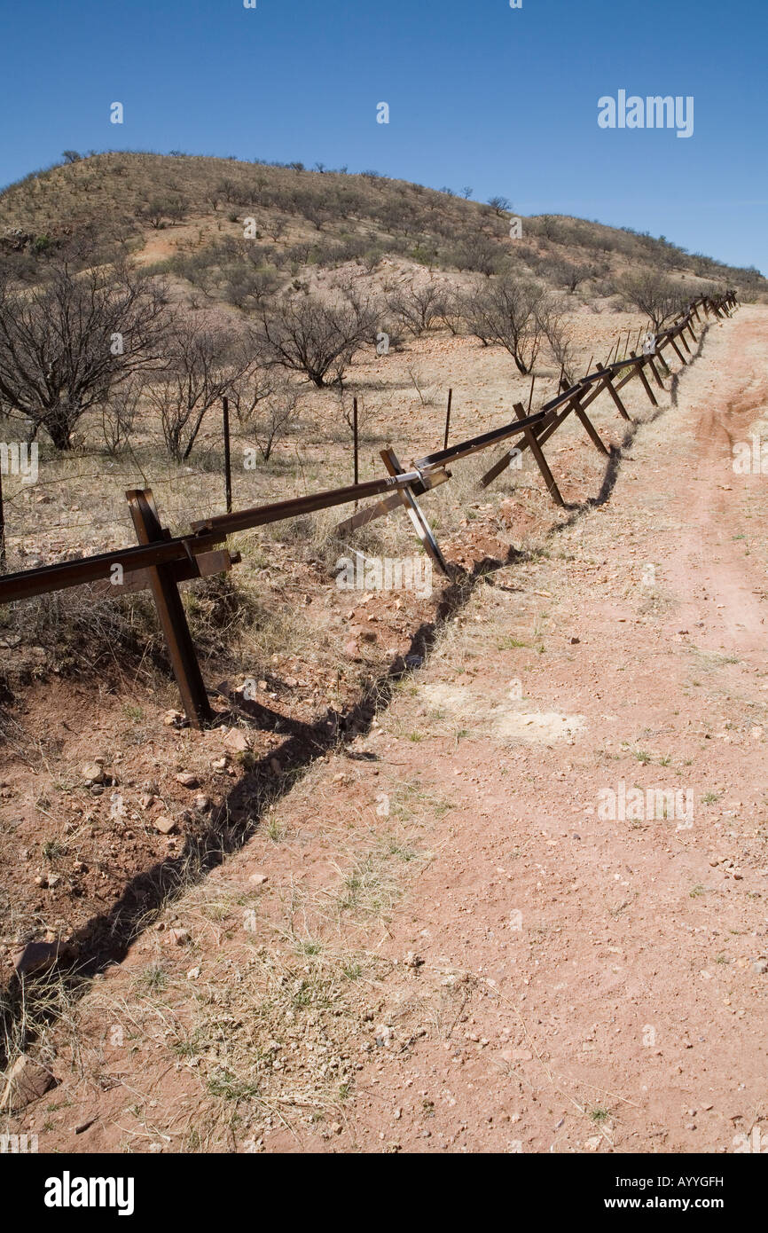 Fahrzeug-Barriere zwischen USA und Mexiko Stockfoto