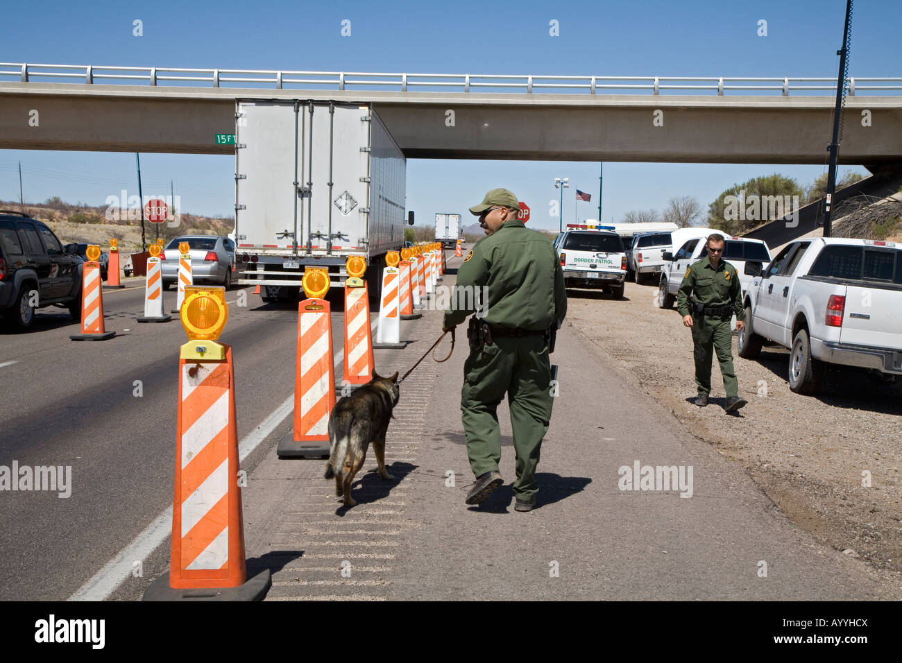 US Border Patrol Checkpoint am Interstate Highway in Arizona Stockfoto