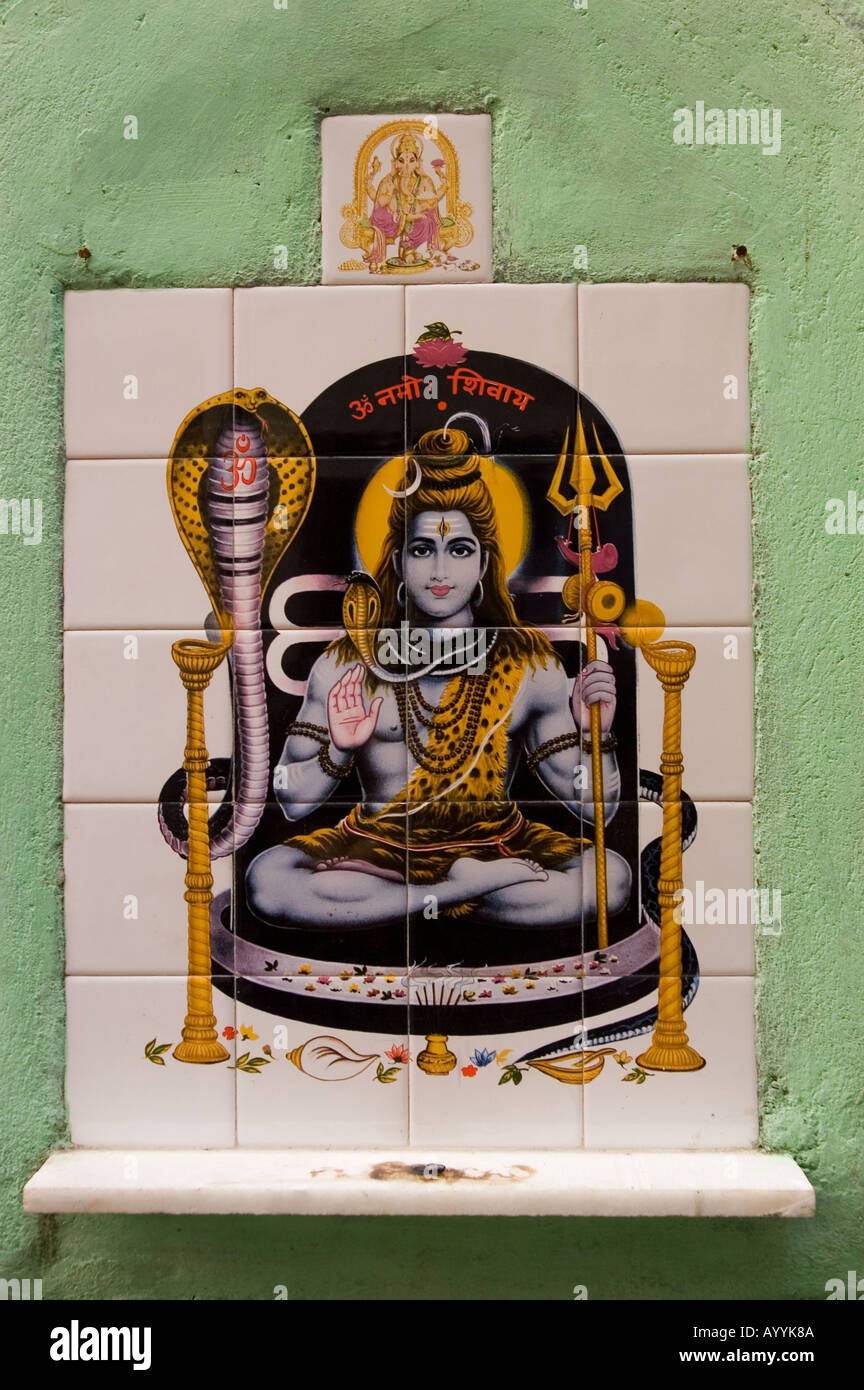 Hindu-Gott Shivas Straße Schrein Old Delhi Indien Stockfoto