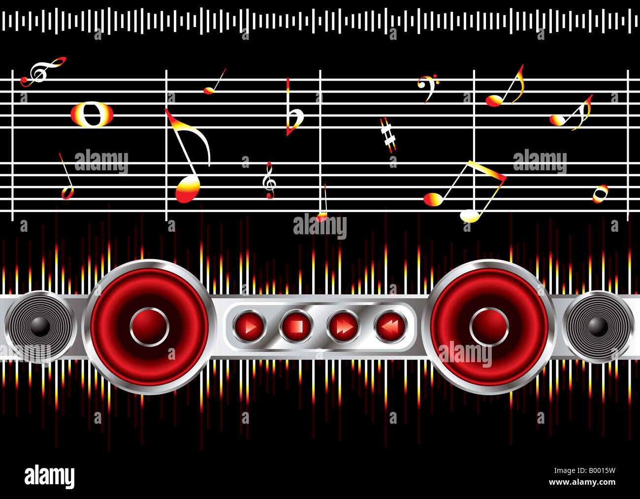 Musikalisch inspiriert schwarze Hintergrundbild mit Noten Stockfoto