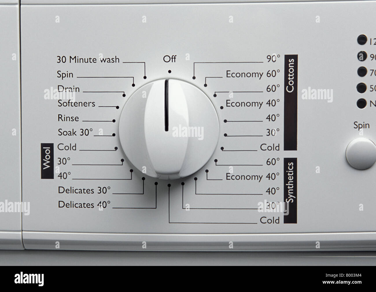 Waschmaschinen-Steuerelemente Stockfoto