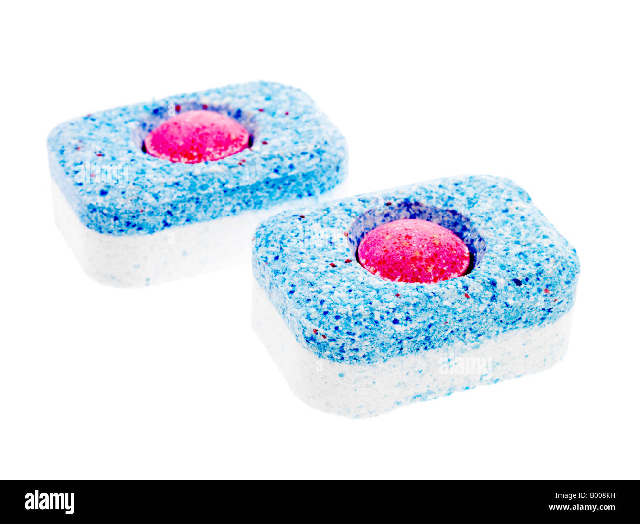 Haushaltsgeräte-Tablets Für Geschirrspüler, Mit Keine Menschen Isoliert Auf Weiß Stockfoto