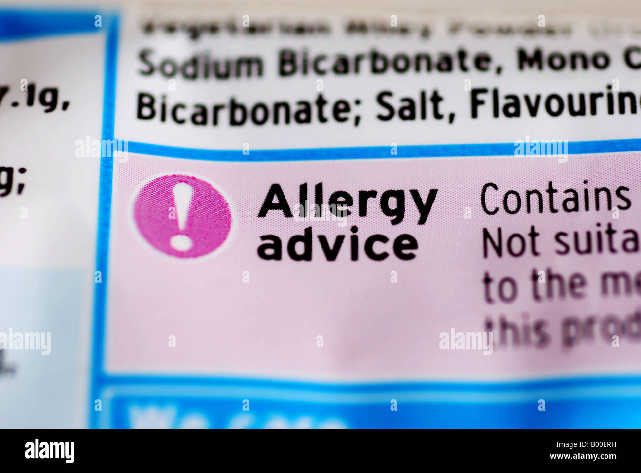 Allergie Tipps Warnung auf Kekse, Verpackung, UK Stockfoto