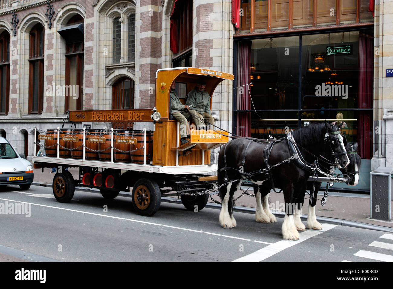 Pferdekutsche Heineken Bier Wagen Amsterdam Niederlande Nord Holland Europa Stockfoto