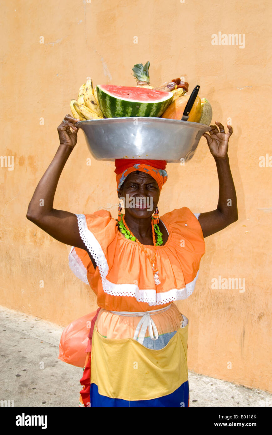 Obst-Verkäufer Cartagena de Indias, Kolumbien Stockfoto