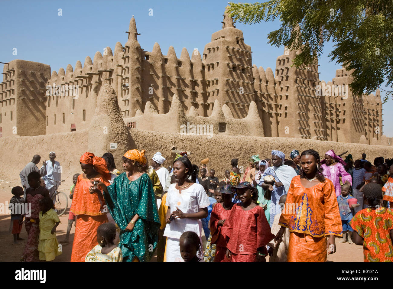 Mali, Djenné. Die große Moschee von Djenné - gebaut auf den Fundamenten einer 13. Jahrhundert Moschee von König Koy Konboro gebaut. Stockfoto