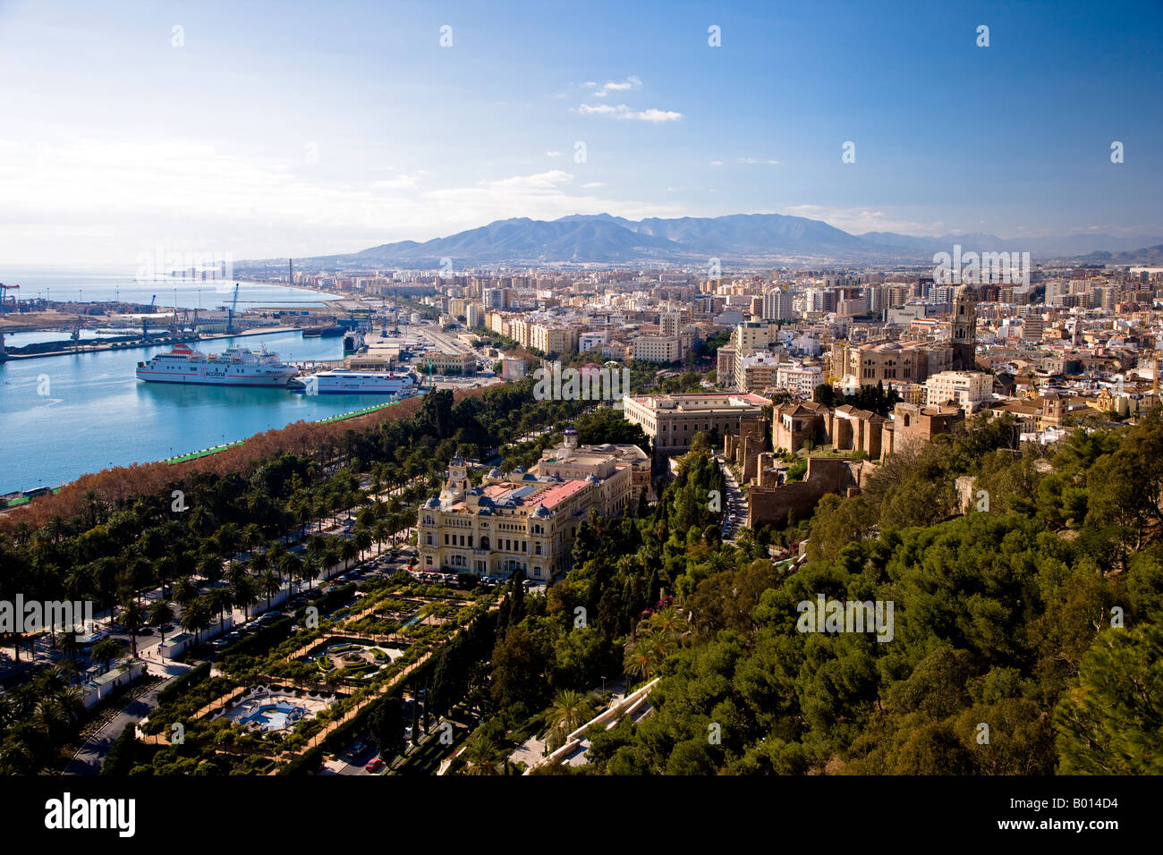 Blick auf Malaga aus der Burg Málaga-Spanien Stockfoto