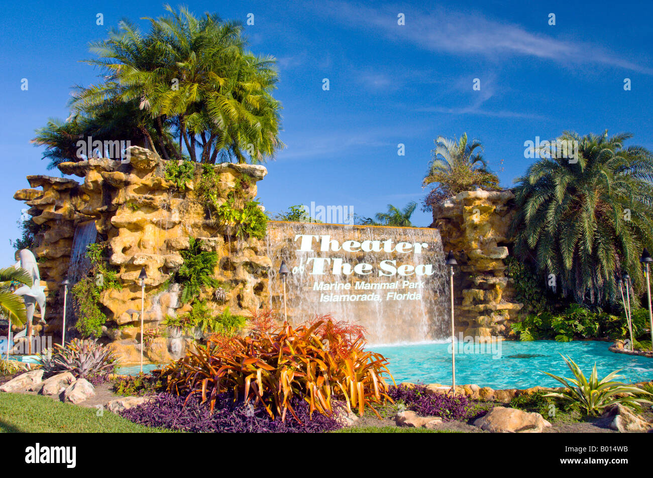 Das Theater von dem Meer Ortseingangsschild in Islamorada Florida Keys USA Stockfoto