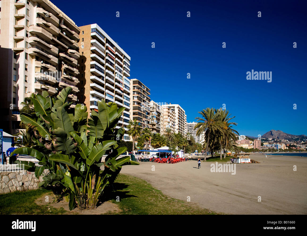 La Malagueta Strand Stadt Malaga Spanien Stockfoto