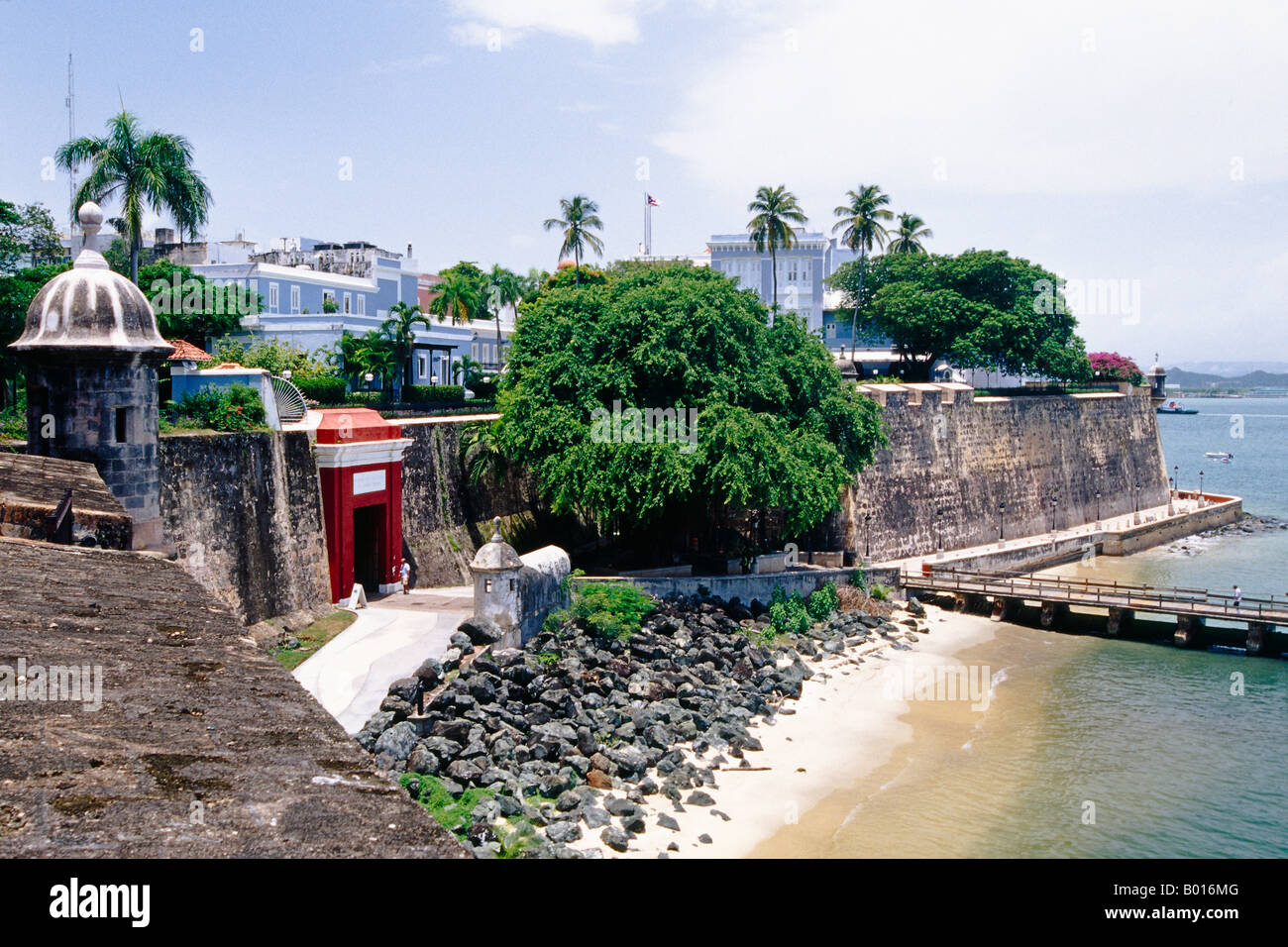 Hohen Winkel auf das Tor der Altstadt von San Juan Puerto Rico Stockfoto