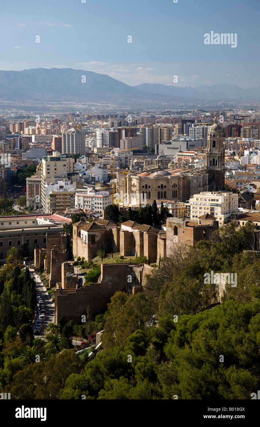 Blick auf Malaga aus der Burg Málaga-Spanien Stockfoto