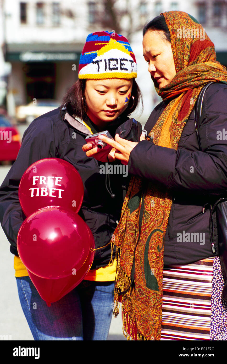 Friedliche "Free Tibet" Protestkundgebung statt in Vancouver British Columbia Kanada - 22. März 2008 Stockfoto