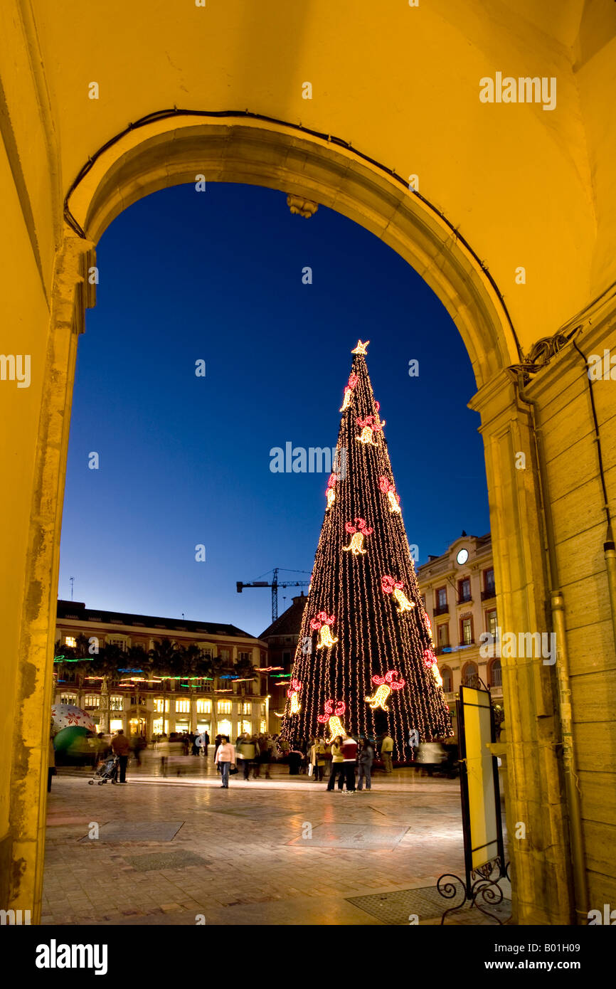 Christmas Tree Malaga Stadt Zentrum Spanien Stockfoto