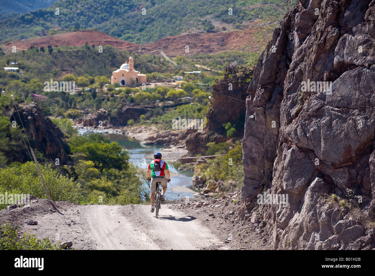Mountainbike-Touren von Batopilas, verlor Chathedral der Satevo im Bereich Copper Canyon Mexiko Stockfoto