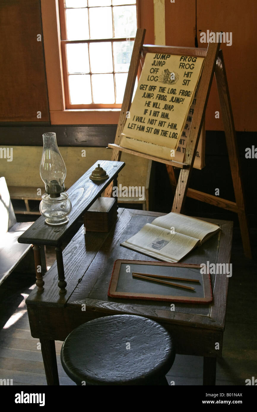 Lehrerpult im 19. Jahrhundert Schule Connecticut USA Stockfoto