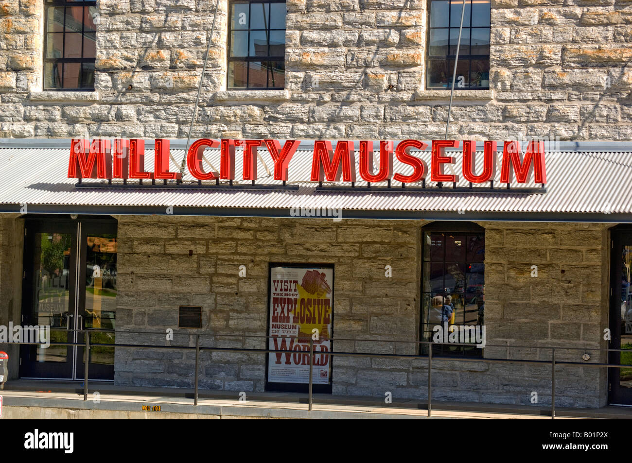 Das Stadtmuseum Mühle hat Exponate und Informationen über das Mehl und Fräsen Industrie in Minneapolis MN Stockfoto