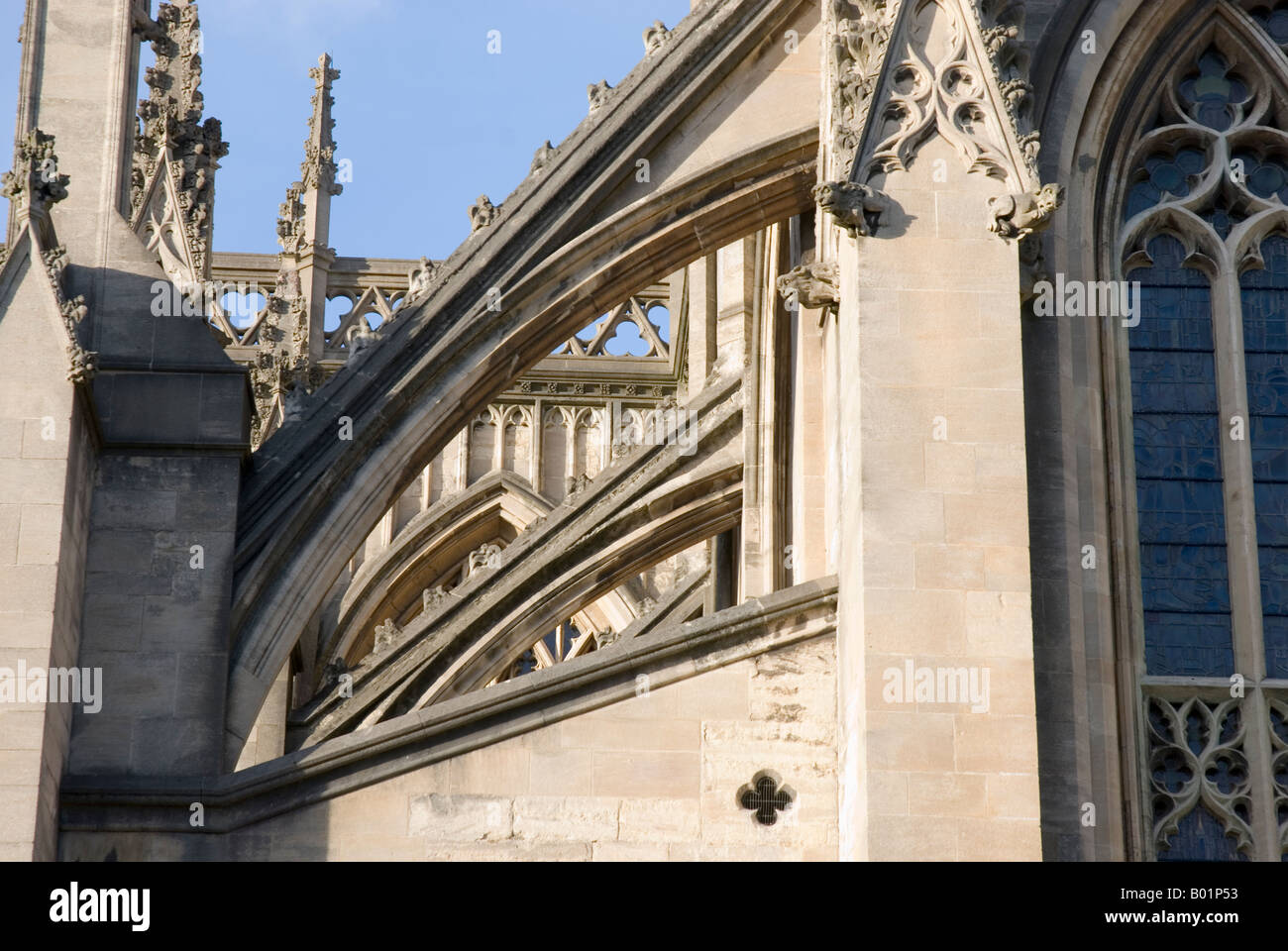 Strebepfeiler an der Kirche St Mary Redcliffe, Bristol UK Stockfoto