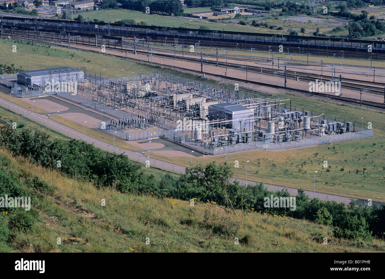 Umspannwerk, Channel Tunnel Rail terminal, Folkestone, Kent, England, UK Stockfoto