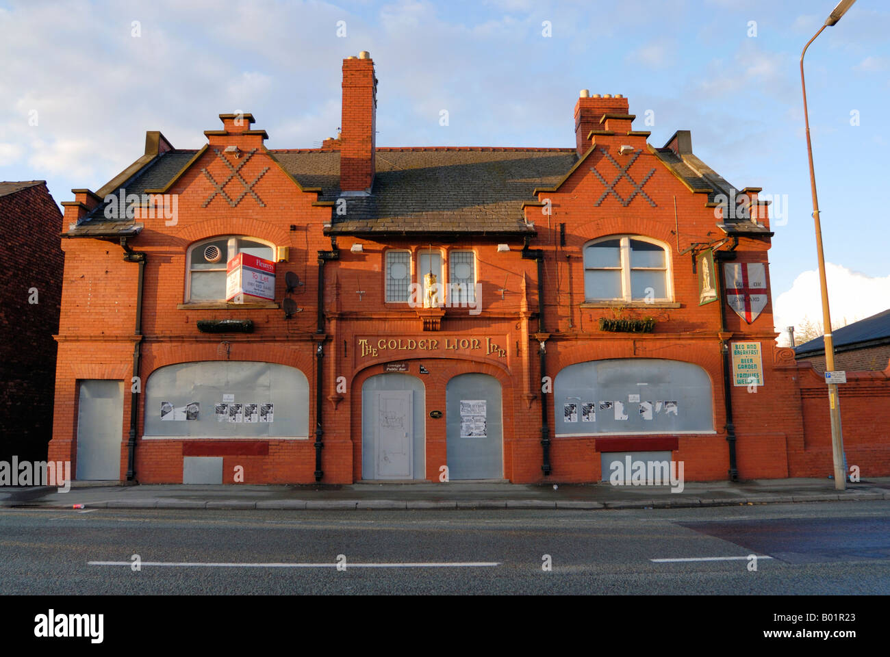 Der goldene Löwe Wirtshaus in Warrington geschlossen und sicherte sich durch einen veränderten Lebensstil Stockfoto