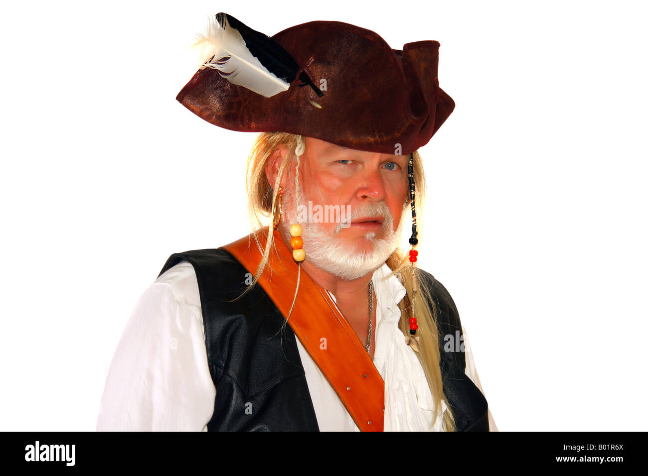 Porträt von Kapitän Whitebeard (isoliert auf weiss) Stockfoto