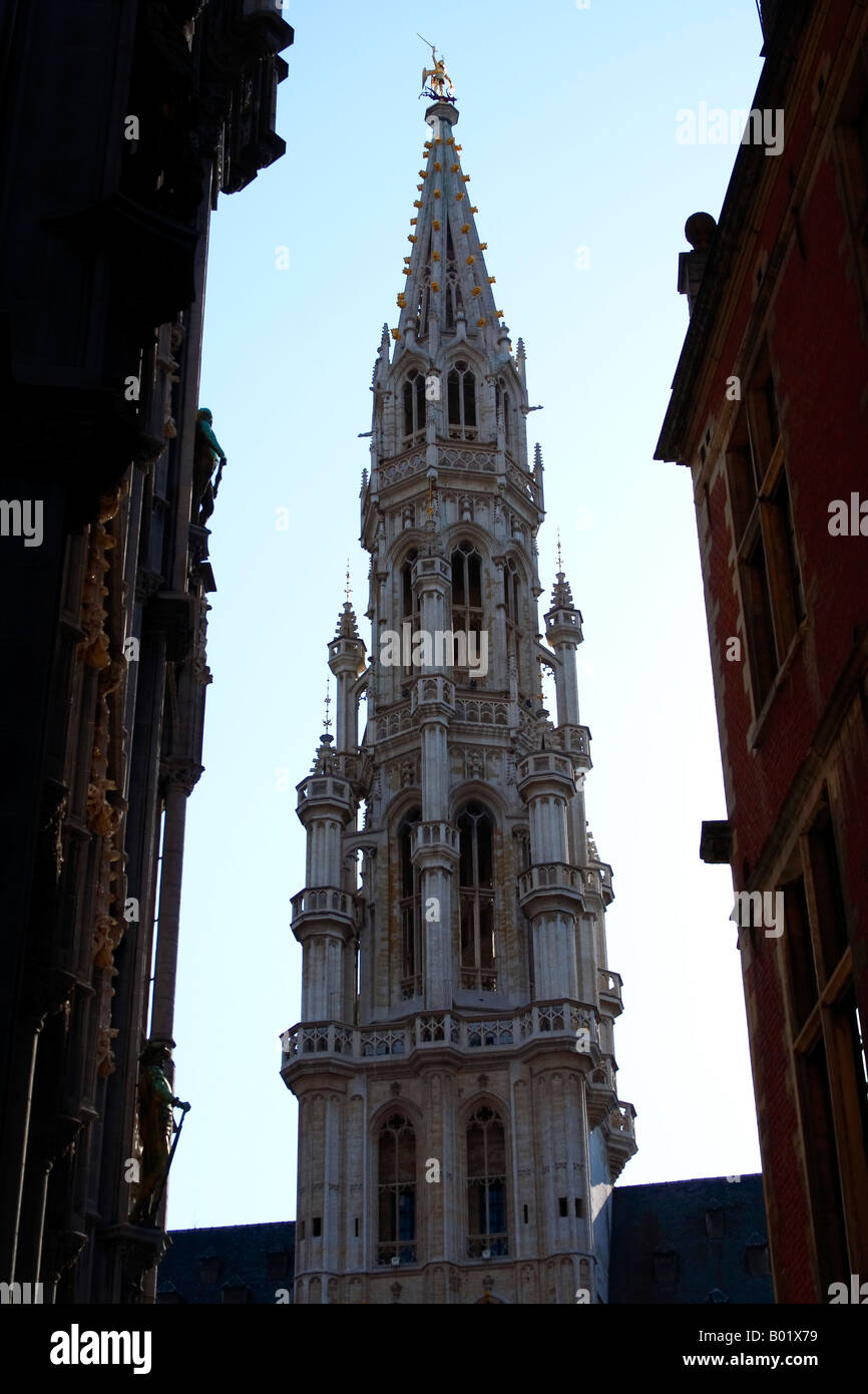 Rathausturm Brüssel, April 2008 Stockfoto
