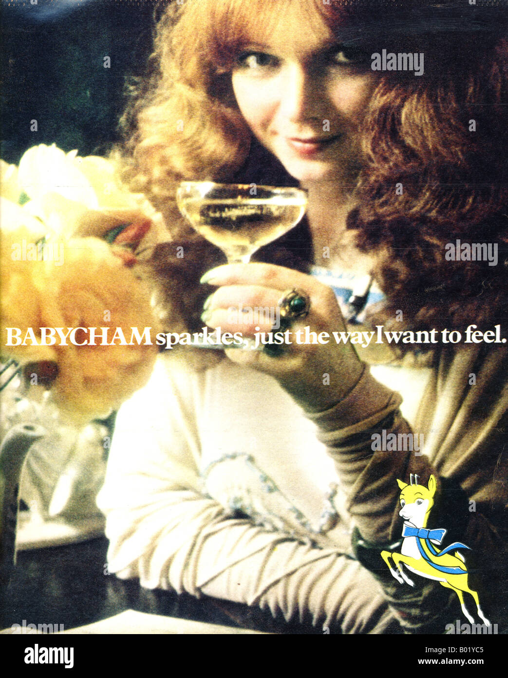 1970er Jahre Magazin Werbung für Babycham Champagner Perry trinken 1973 für nur zur redaktionellen Nutzung Stockfoto