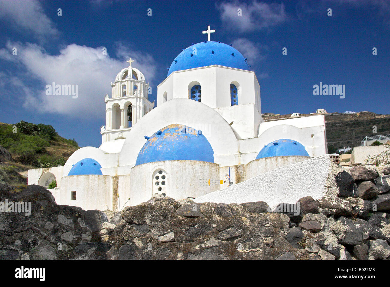 Kirche in Wänden Santorini Stockfoto
