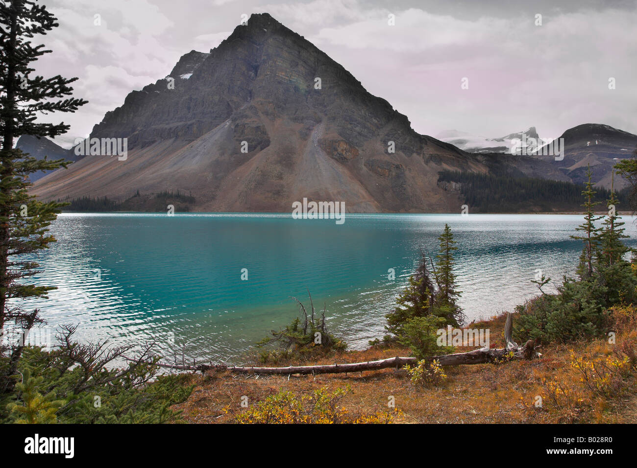 Berg von der richtigen pyramidale Form im Norden Kanadas spiegelt sich im See Stockfoto
