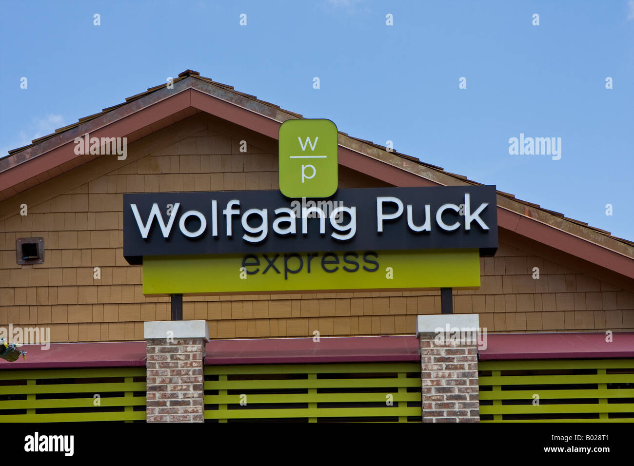 Wolfgang Puck Restaurant Schild am Downtown Disney Marketplace in Orlando Florida USA Stockfoto