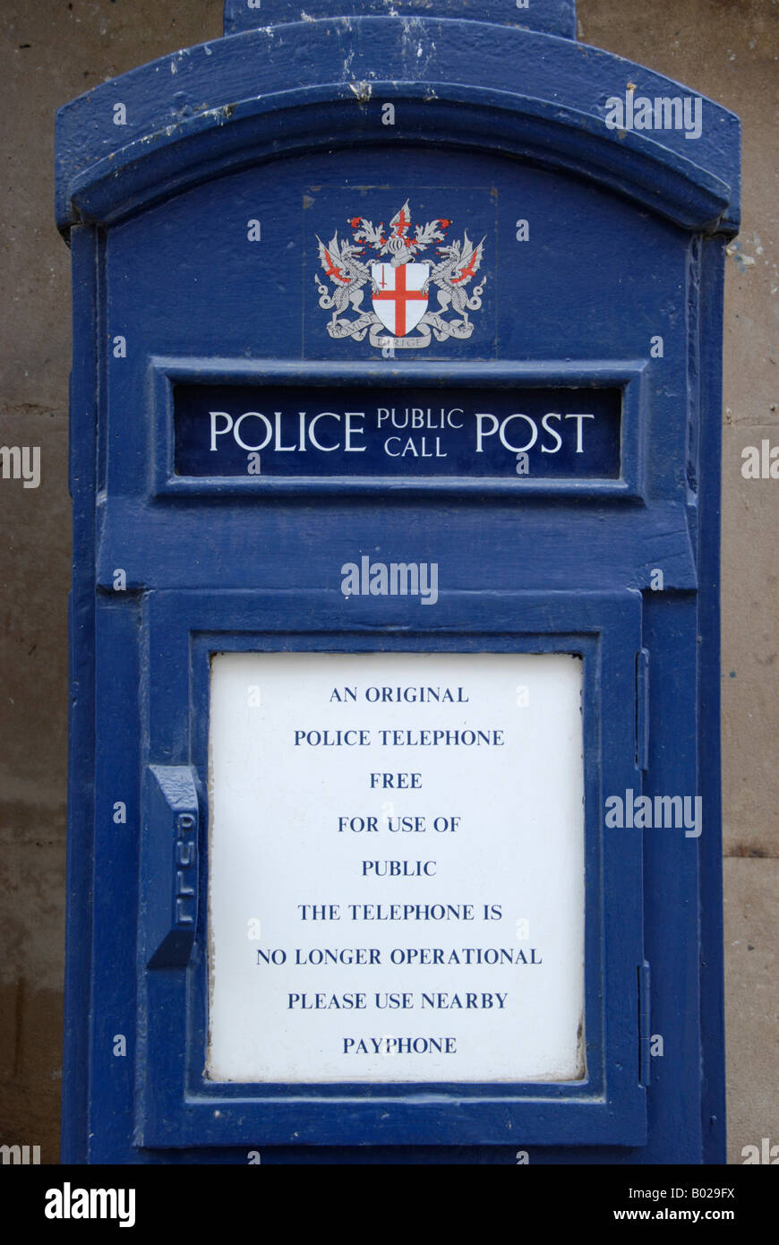 Alte Polizei Telefon Box London England Stockfoto