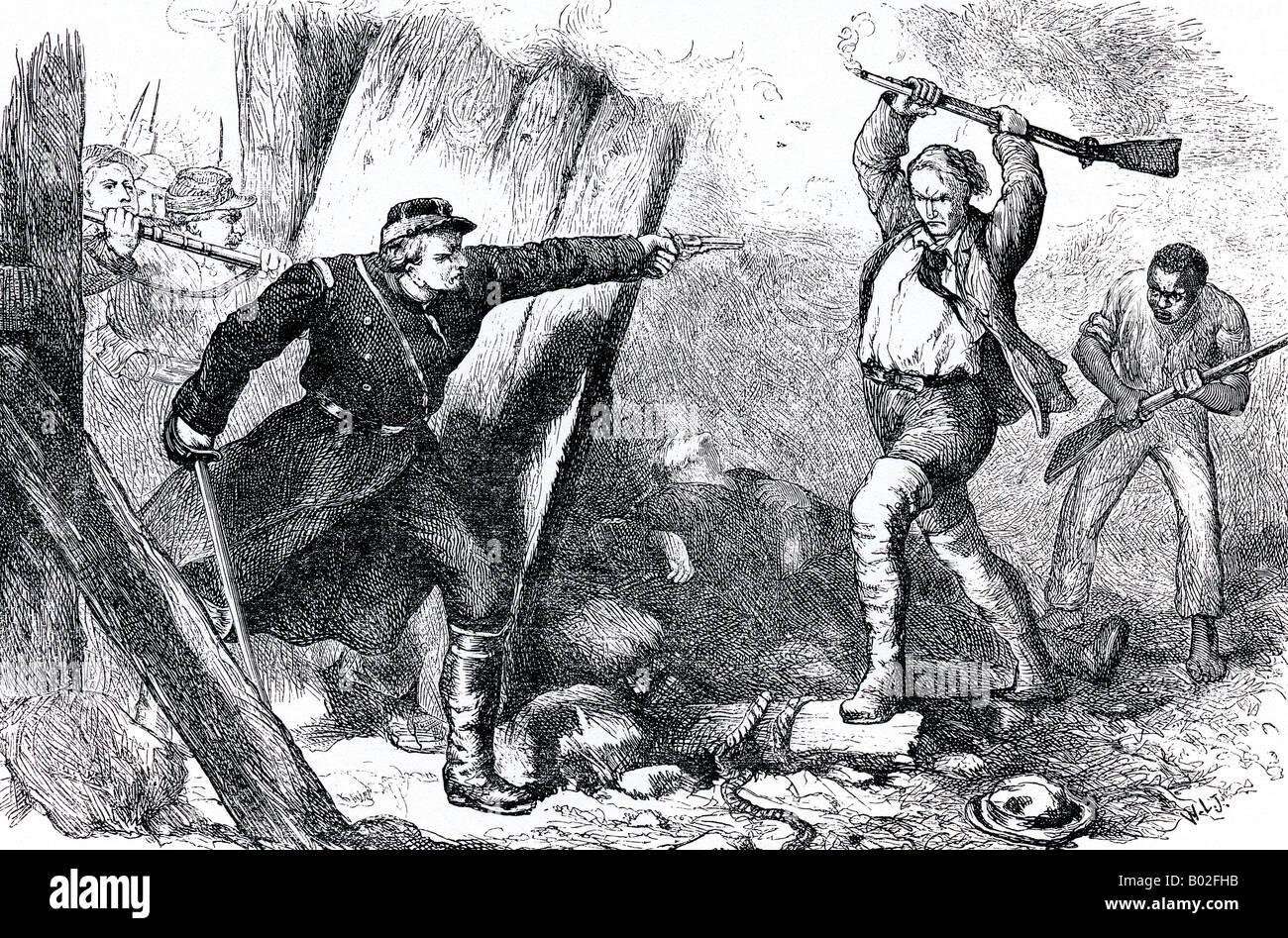 JOHN BROWN - US Anti-Sklaverei-Kämpferin ist bei Harpers Ferry 1859 erfasst. Stockfoto
